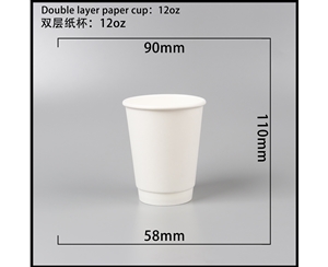 山东双层中空纸杯-12oz白杯